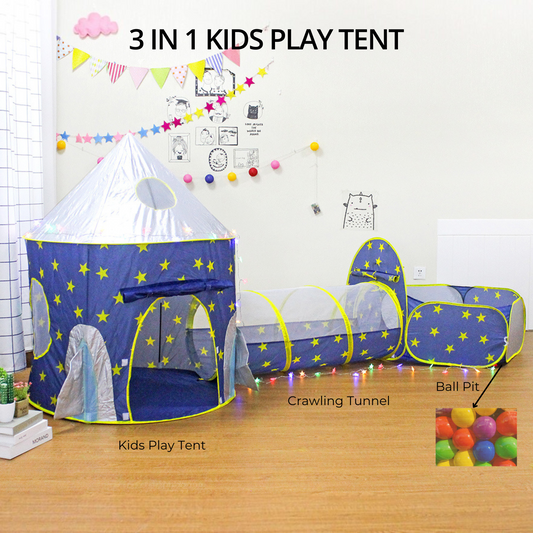 GOMINIMO 3 in 1 Sky Style Kids Play Tent with Carrying Bag (Blue and Yellow) GO-KT-100-LK